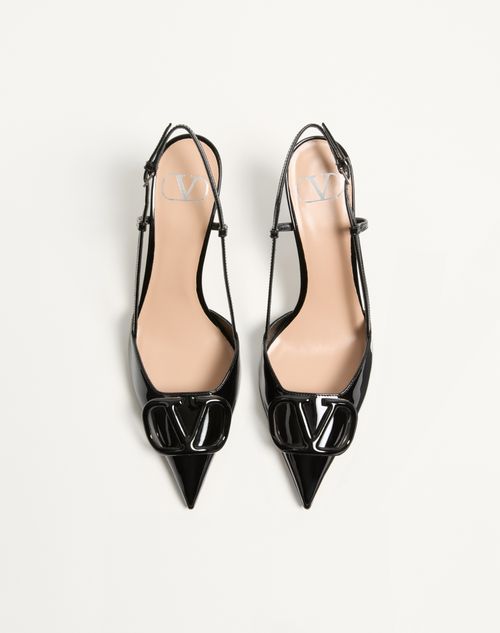 Valentino Garavani - Vlogo Signature Patent Leather Slingback Pump 80mm - Black - Woman - Pumps And Slingbacks